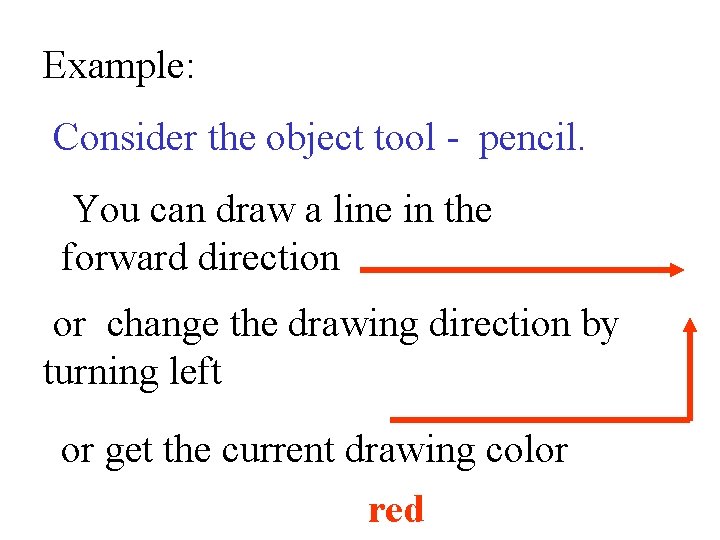 Example: Consider the object tool - pencil. You can draw a line in the