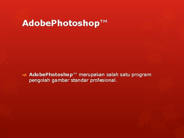 Adobe. Photoshop™ merupakan salah satu program pengolah gambar standar profesional. 