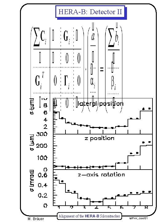 HERA-B: Detector II M. Bräuer Alignment of the HERA-B Silcontracker MPI-K, Juni 01 