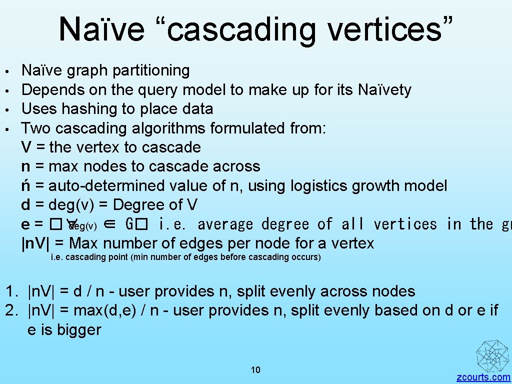 Naïve “cascading vertices” • • Naïve graph partitioning Depends on the query model to