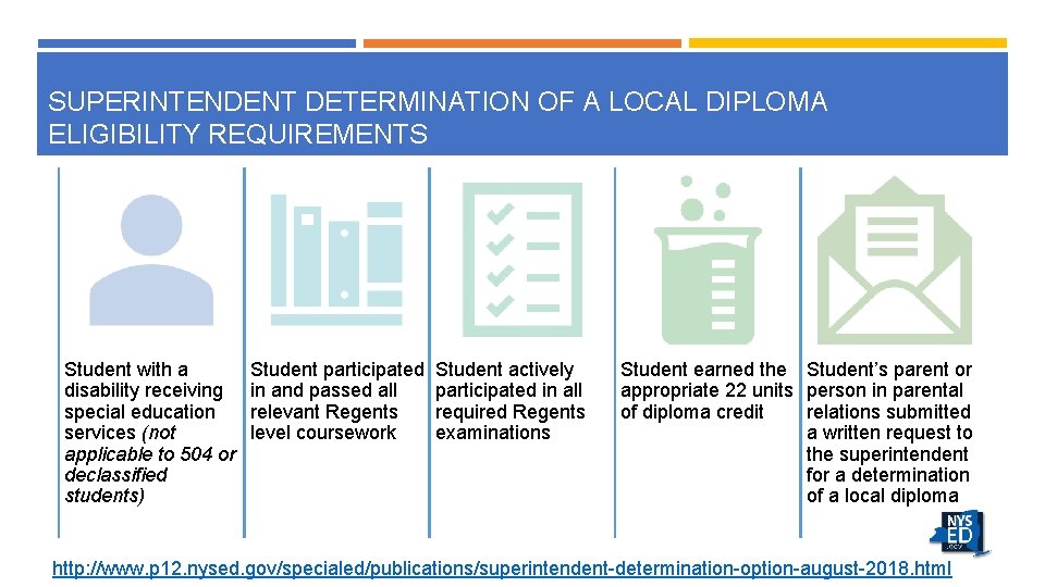 SUPERINTENDENT DETERMINATION OF A LOCAL DIPLOMA ELIGIBILITY REQUIREMENTS Student with a disability receiving special