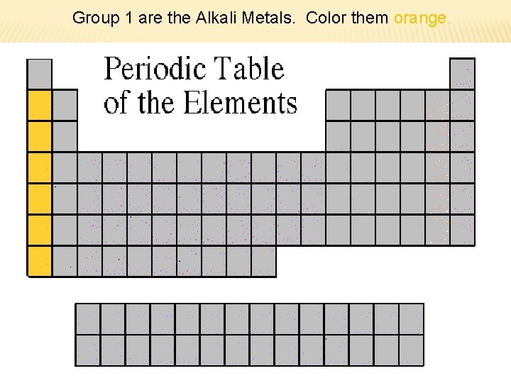 Group 1 are the Alkali Metals. Color them orange. 