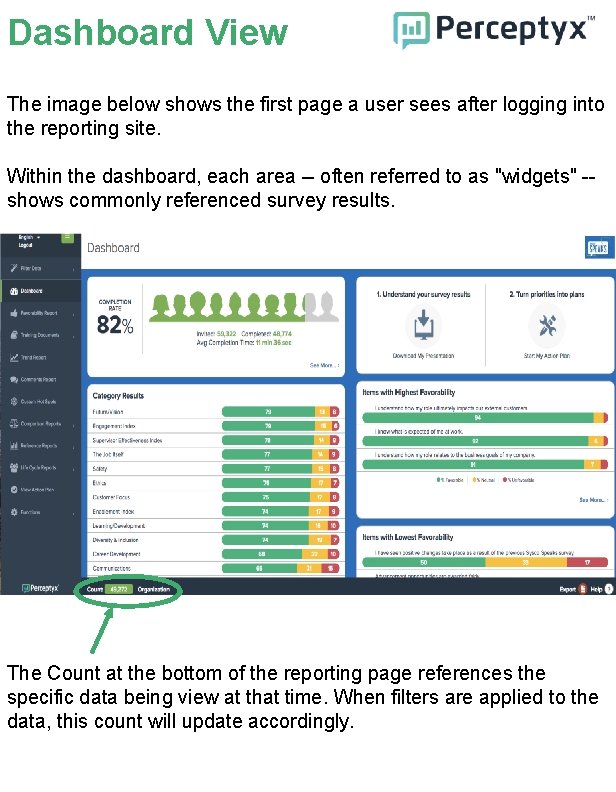 Dashboard View The image below shows the first page a user sees after logging