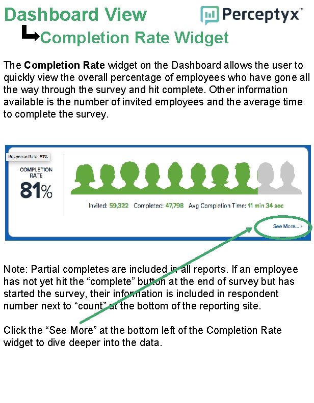 Dashboard View Completion Rate Widget The Completion Rate widget on the Dashboard allows the