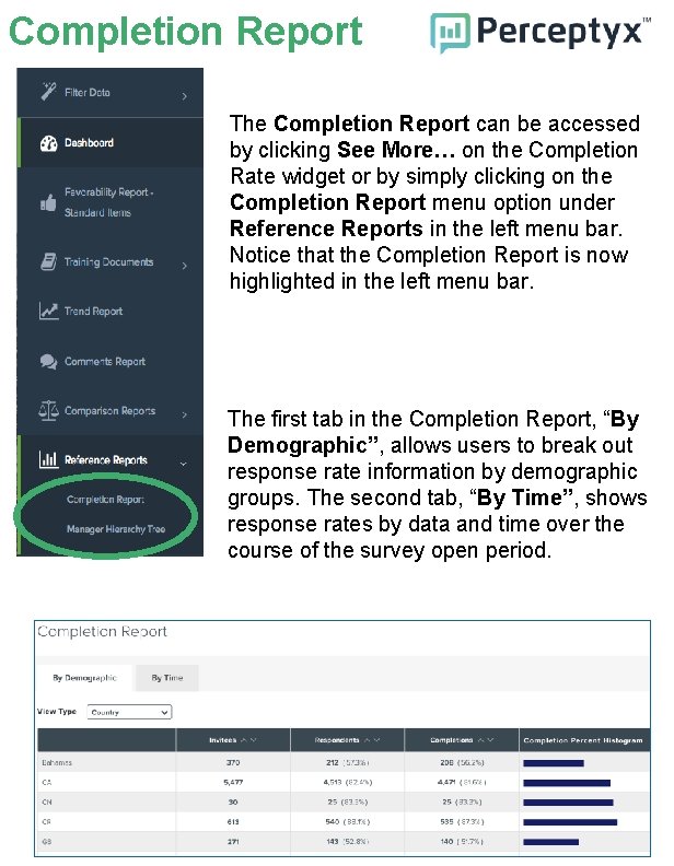 Completion Report The Completion Report can be accessed by clicking See More… on the