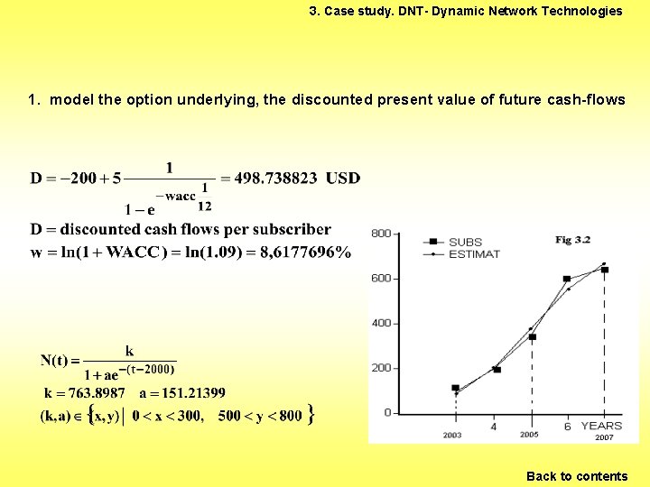 3. Case study. DNT- Dynamic Network Technologies 1. model the option underlying, the discounted