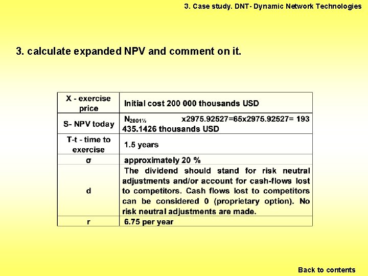 3. Case study. DNT- Dynamic Network Technologies 3. calculate expanded NPV and comment on