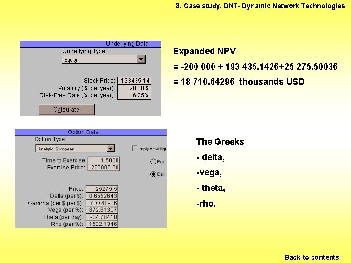 3. Case study. DNT- Dynamic Network Technologies Expanded NPV = -200 000 + 193