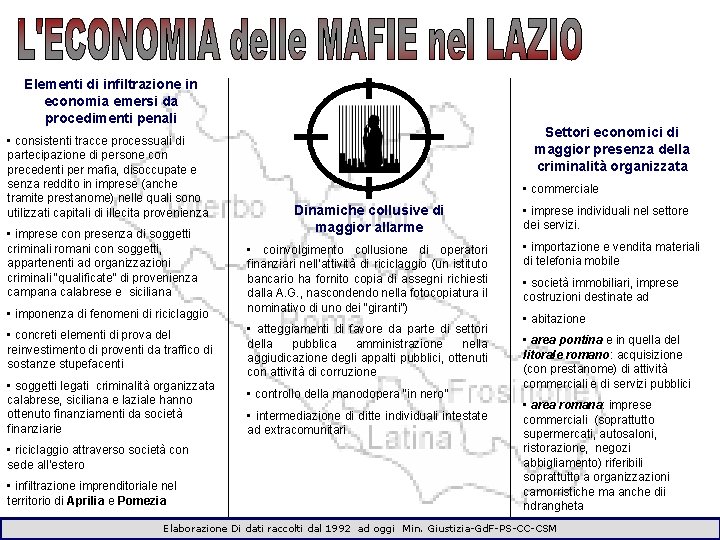 Elementi di infiltrazione in economia emersi da procedimenti penali • consistenti tracce processuali di