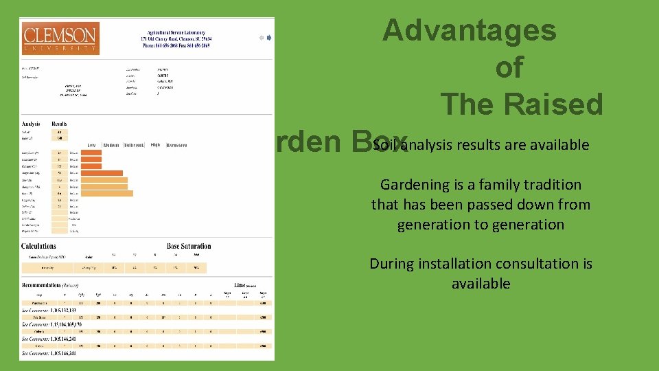 Advantages of The Raised Soil analysis results are available Garden Box Gardening is a