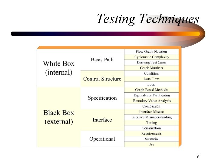 Testing Techniques 5 