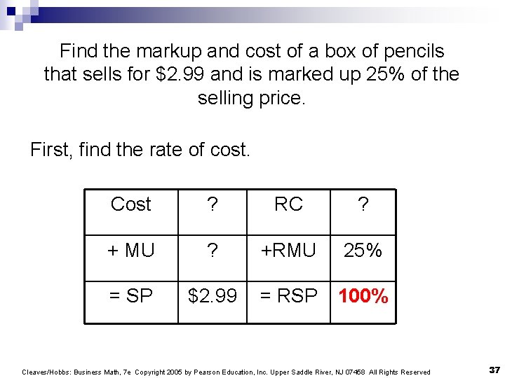 Find the markup and cost of a box of pencils that sells for $2.