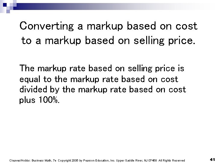 Converting a markup based on cost to a markup based on selling price. The