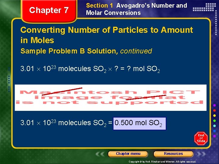 Chapter 7 Section 1 Avogadro’s Number and Molar Conversions Converting Number of Particles to