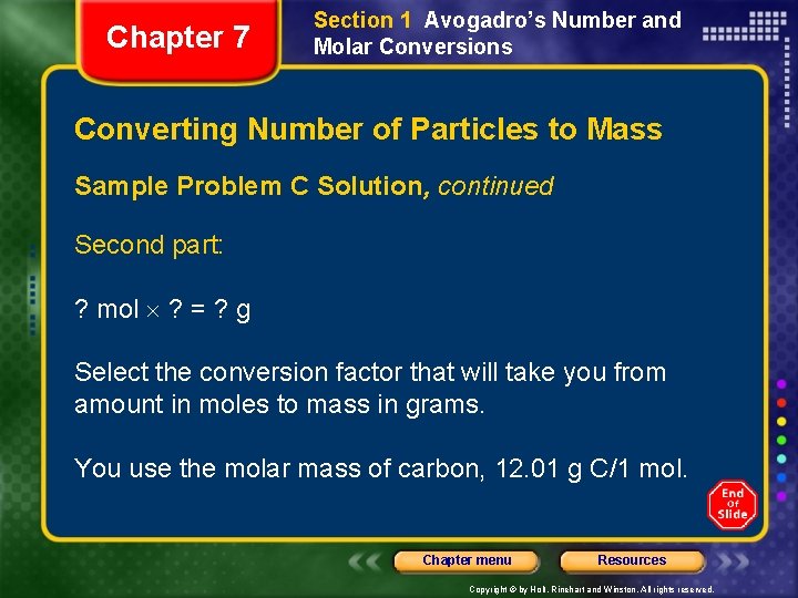 Chapter 7 Section 1 Avogadro’s Number and Molar Conversions Converting Number of Particles to