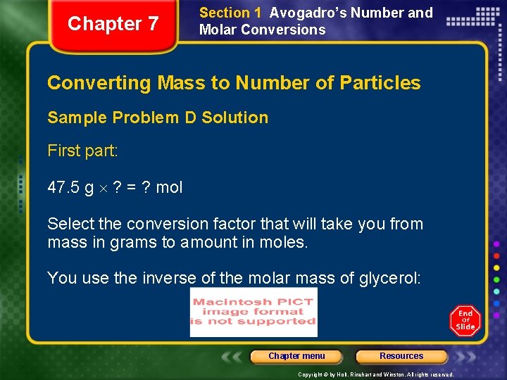 Chapter 7 Section 1 Avogadro’s Number and Molar Conversions Converting Mass to Number of