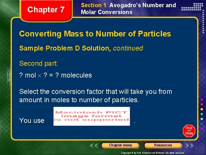 Chapter 7 Section 1 Avogadro’s Number and Molar Conversions Converting Mass to Number of