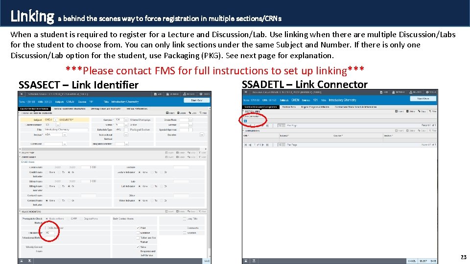 Linking a behind the scenes way to force registration in multiple sections/CRNs When a