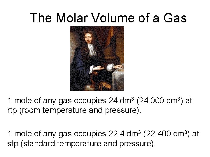 The Molar Volume of a Gas 1 mole of any gas occupies 24 dm