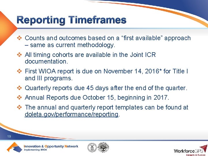 v Counts and outcomes based on a “first available” approach – same as current