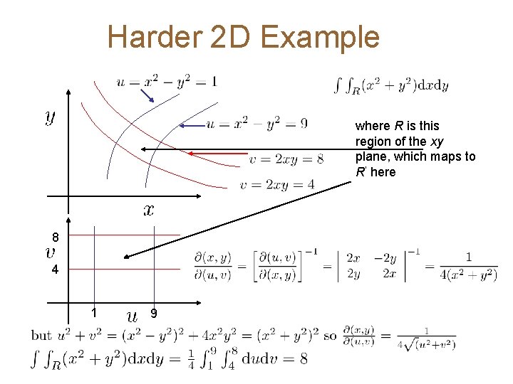 Harder 2 D Example where R is this region of the xy plane, which