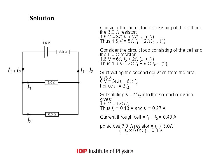 Solution Consider the circuit loop consisting of the cell and the 3. 0 resistor: