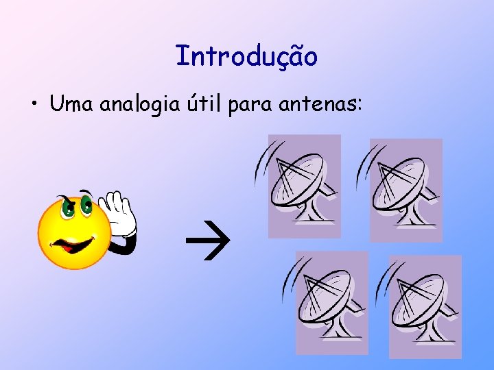 Introdução • Uma analogia útil para antenas: 