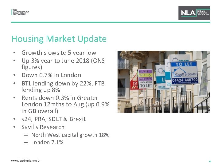 Housing Market Update • Growth slows to 5 year low • Up 3% year