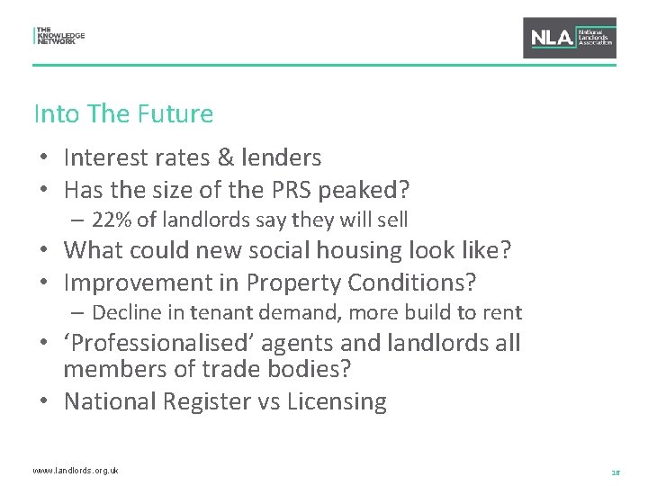 Into The Future • Interest rates & lenders • Has the size of the