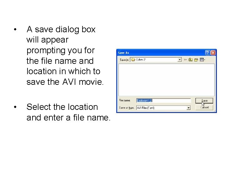  • A save dialog box will appear prompting you for the file name