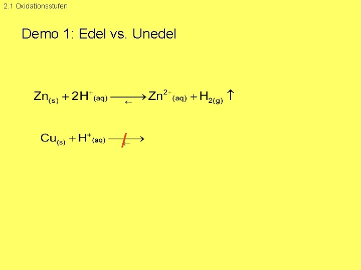 2. 1 Oxidationsstufen Demo 1: Edel vs. Unedel / 