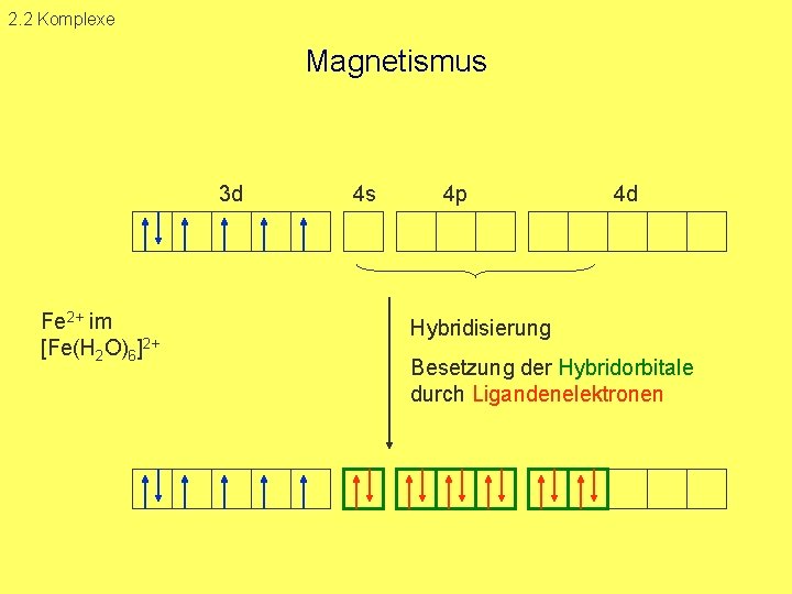 2. 2 Komplexe Magnetismus 3 d Fe 2+ im [Fe(H 2 O)6]2+ 4 s