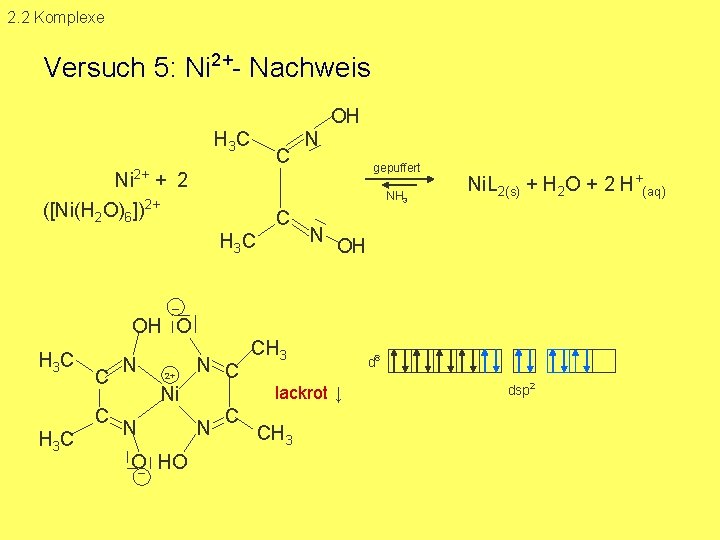 2. 2 Komplexe Versuch 5: Ni 2+ Nachweis OH H 3 C C N