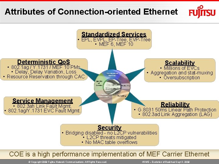 Attributes of Connection-oriented Ethernet Standardized Services • EPL, EVPL, EP-Tree, EVP-Tree • MEF 6,