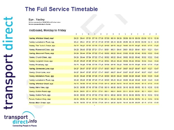 The Full Service Timetable 