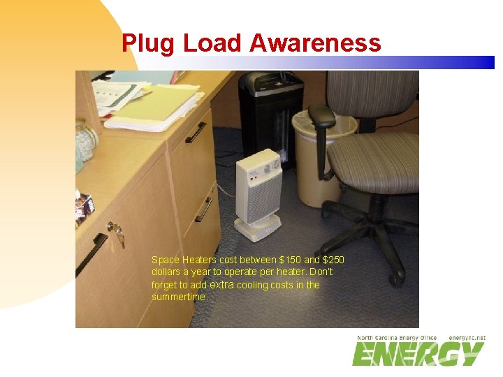Plug Load Awareness Space Heaters cost between $150 and $250 dollars a year to
