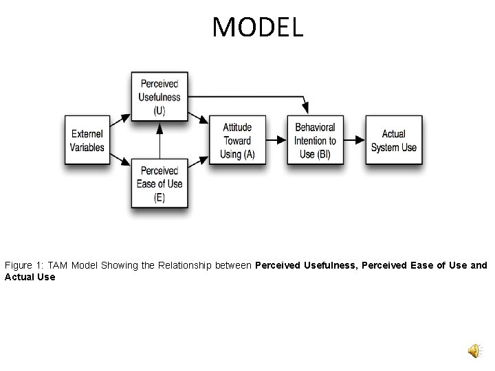 MODEL Figure 1: TAM Model Showing the Relationship between Perceived Usefulness, Perceived Ease of