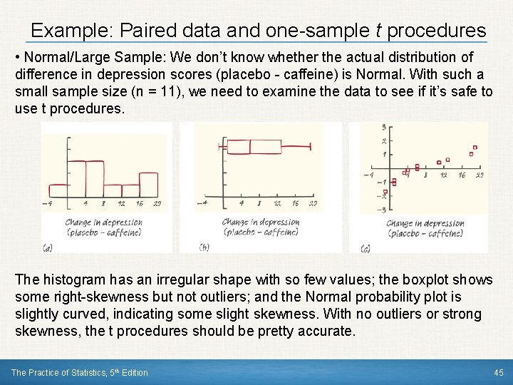 Example: Paired data and one-sample t procedures • Normal/Large Sample: We don’t know whether