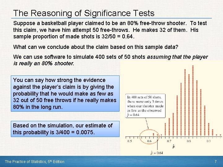 The Reasoning of Significance Tests Suppose a basketball player claimed to be an 80%