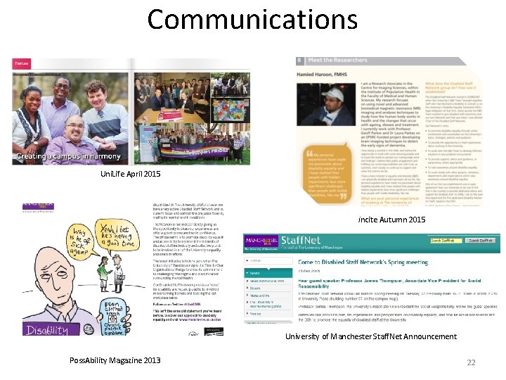 Communications Uni. Life April 2015 incite Autumn 2015 University of Manchester Staff. Net Announcement