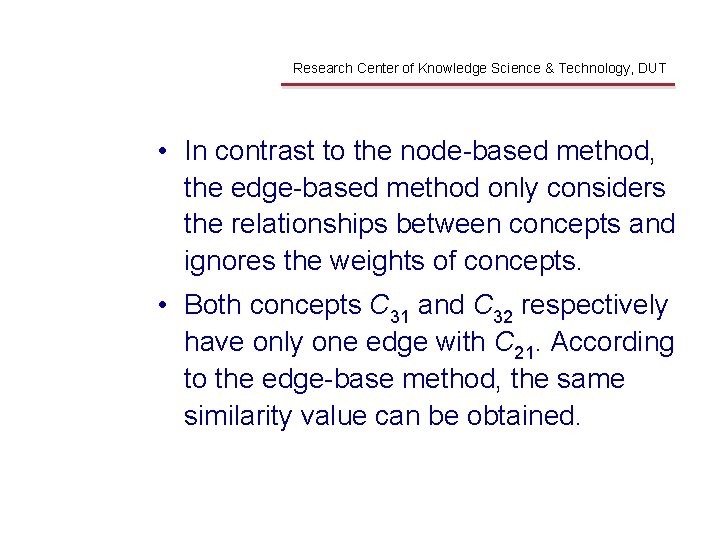 Shortcomings Research Center of Knowledge Science & Technology, DUT • In contrast to the