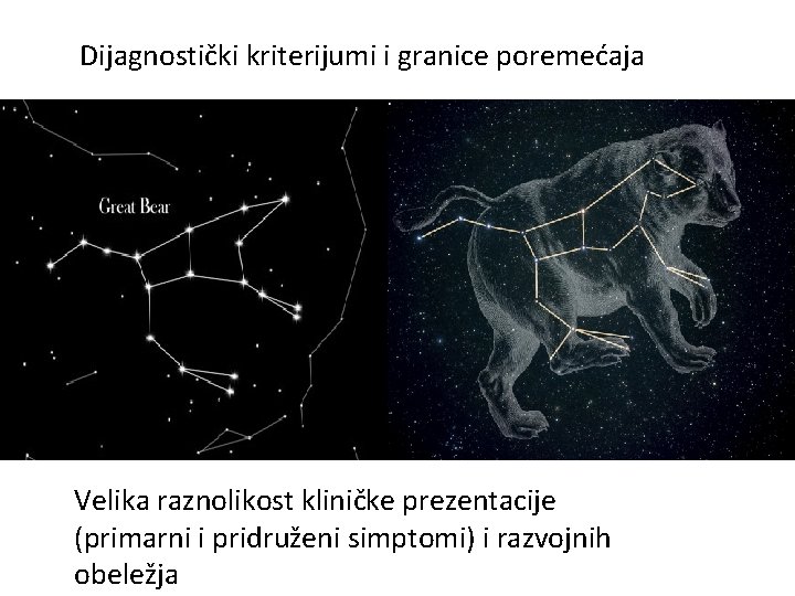 Dijagnostički kriterijumi i granice poremećaja Velika raznolikost kliničke prezentacije (primarni i pridruženi simptomi) i