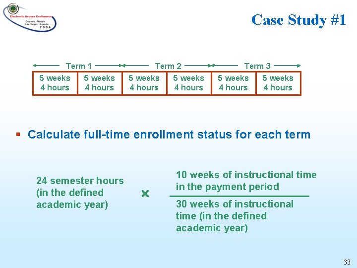 Case Study #1 Term 1 5 weeks 4 hours Term 2 5 weeks 4