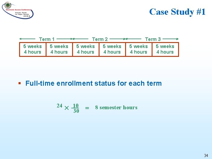 Case Study #1 Term 1 5 weeks 4 hours Term 2 5 weeks 4