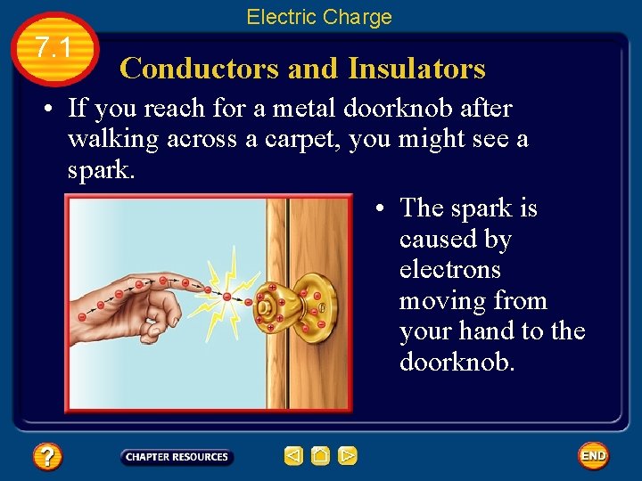 Electric Charge 7. 1 Conductors and Insulators • If you reach for a metal