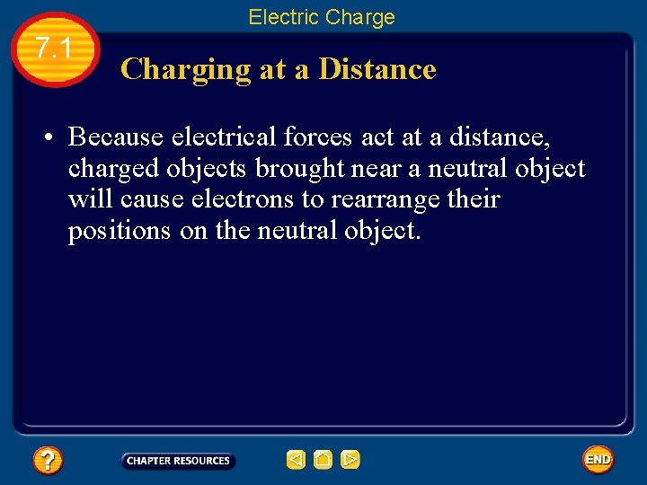 Electric Charge 7. 1 Charging at a Distance • Because electrical forces act at