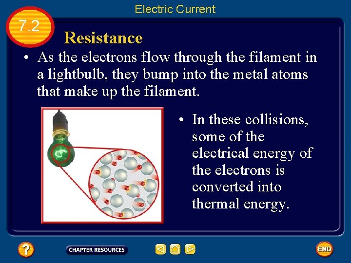 Electric Current 7. 2 Resistance • As the electrons flow through the filament in