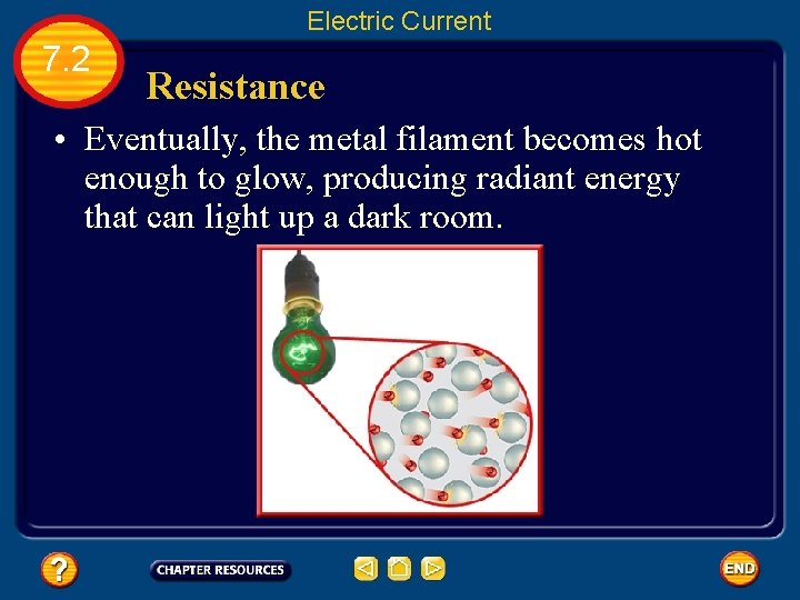 Electric Current 7. 2 Resistance • Eventually, the metal filament becomes hot enough to