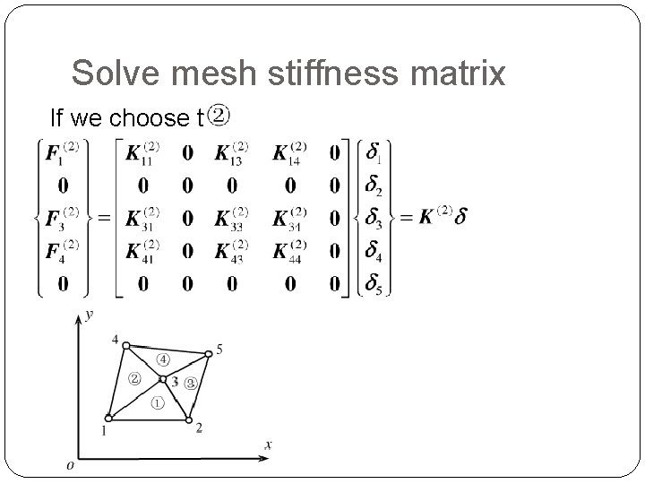 Solve mesh stiffness matrix If we choose the 