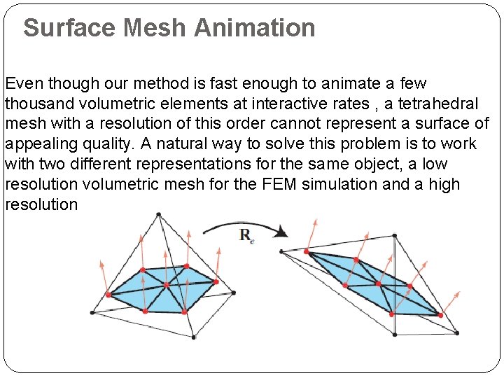 Surface Mesh Animation Even though our method is fast enough to animate a few